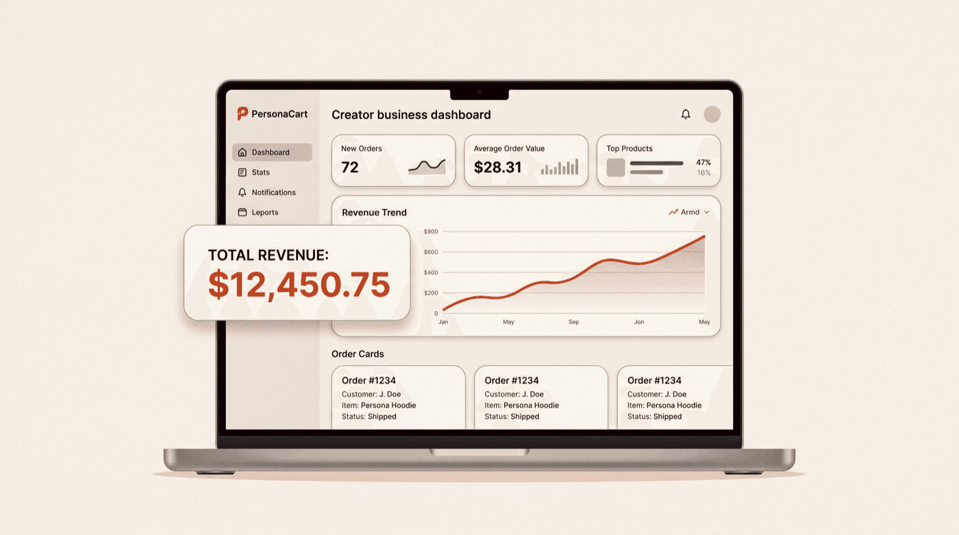 The creator dashboard showing sales and customers