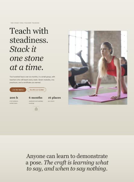 Yoga teacher training template preview